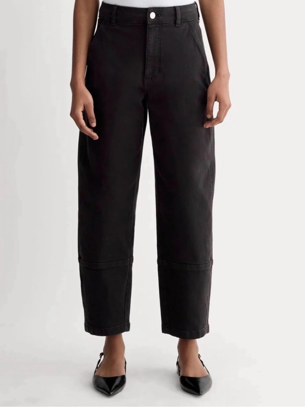 Everlane Black High-Rise Barrel-Leg Jeans Canvas Denim Size 14 Short